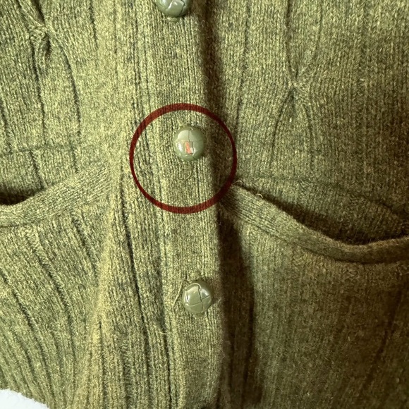 Vintage 1960s Van Heusen 100% Imported Shetland Wool Cardigan Green Size Medium - Picture 3 of 12